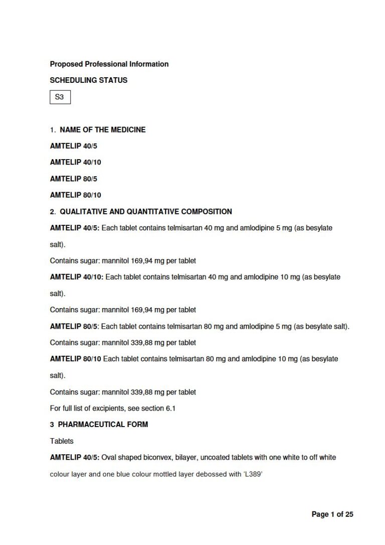 Amtelip Tablets package insert preview
