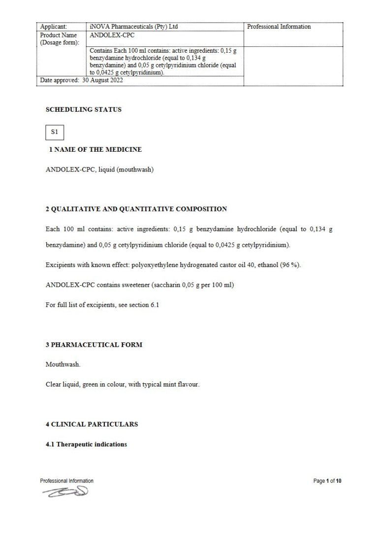 Andolex Liquid Mouthwash package insert preview