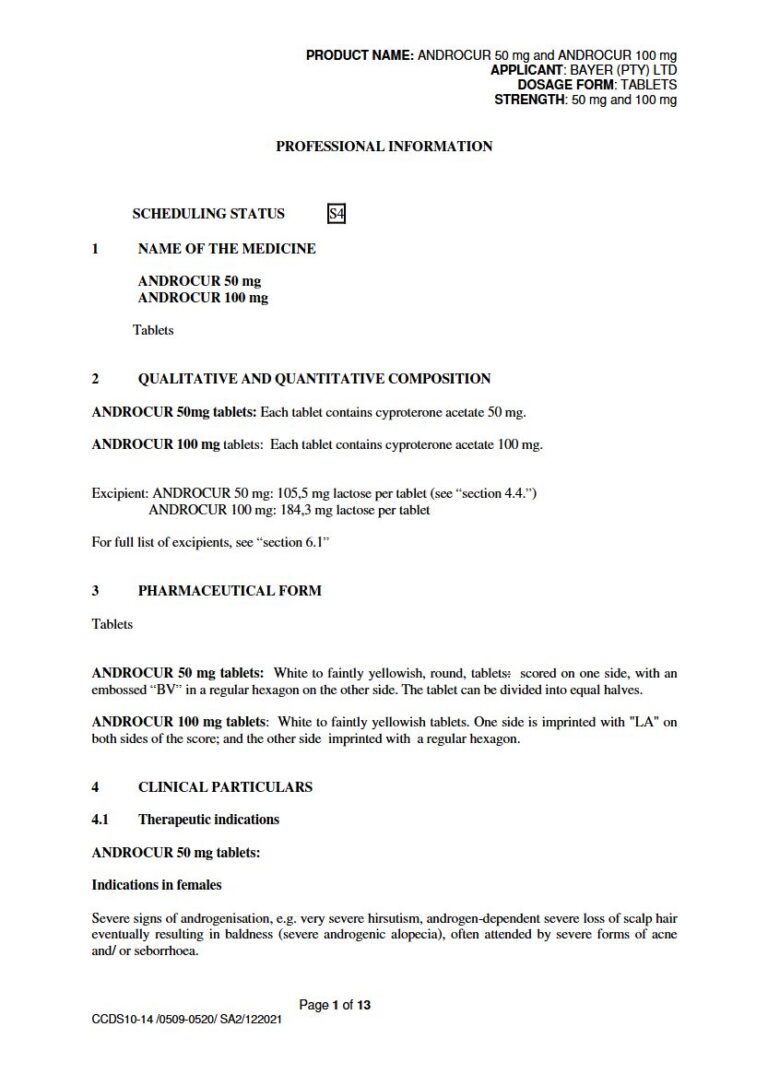 Androcur Tablets & Injection package insert preview