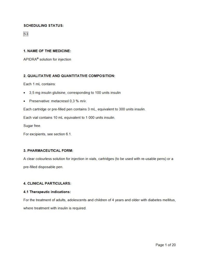Apidra 1 mL Solution for injection package insert preview