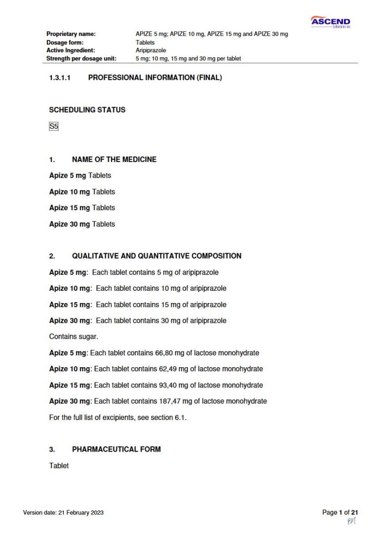 Apize Tablets package insert preview