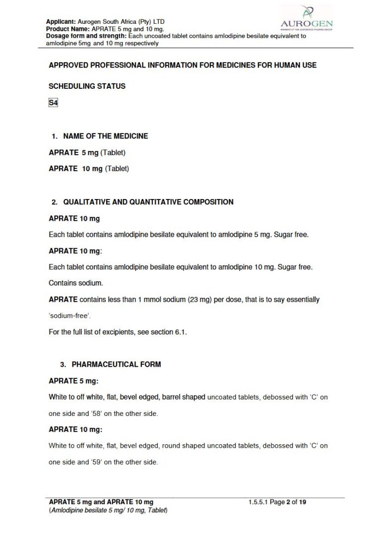Aprate 5mg or 10mg Tablet package insert preview