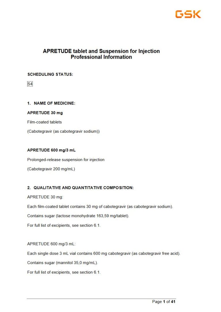 Apretude 30 mg Tablets or 600 mg/3ml Injection package insert preview