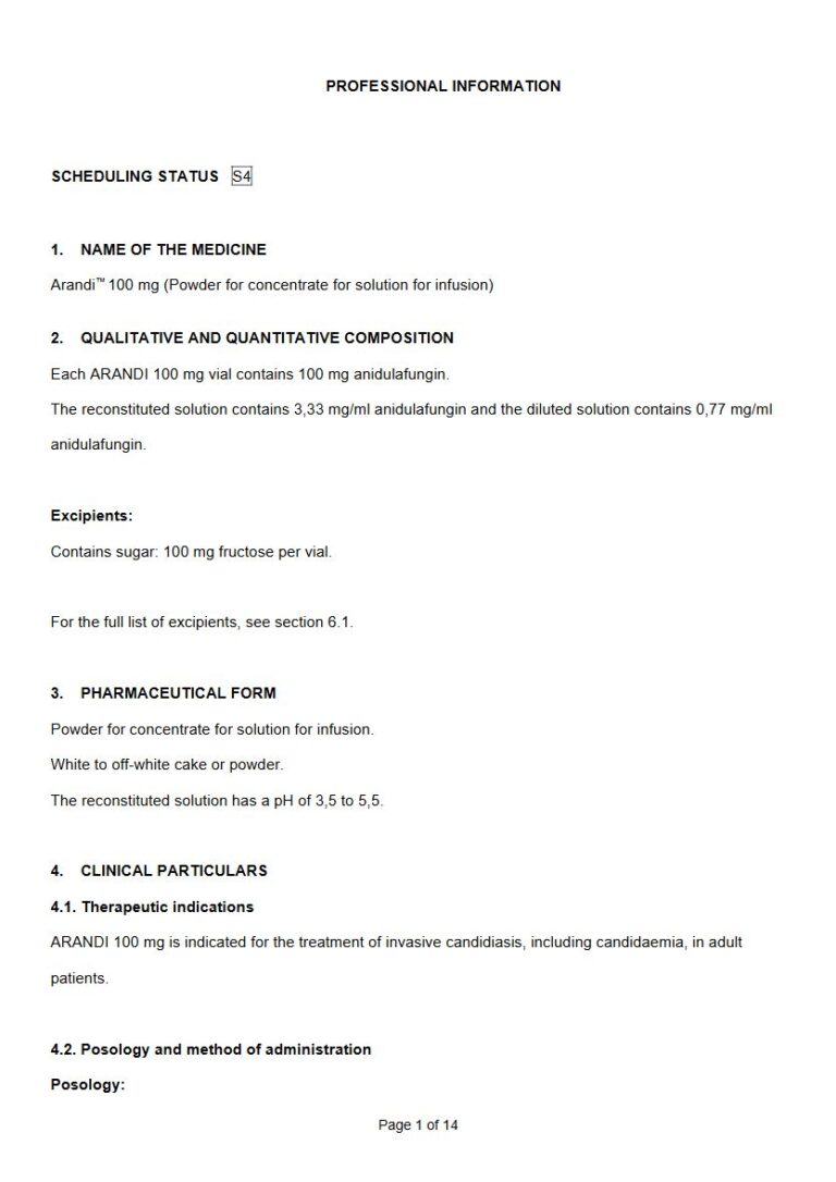 Arandi 100mg Injection package insert preview