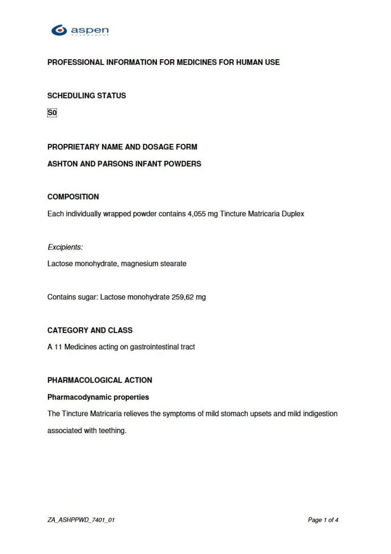 Ashton And Parsons Infant Powders 4.055MG Powder package insert preview