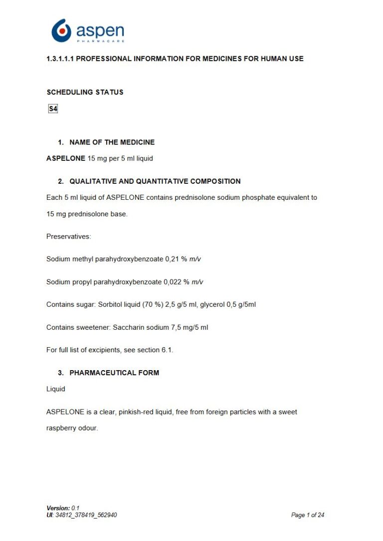 Aspelone Liquid package insert preview