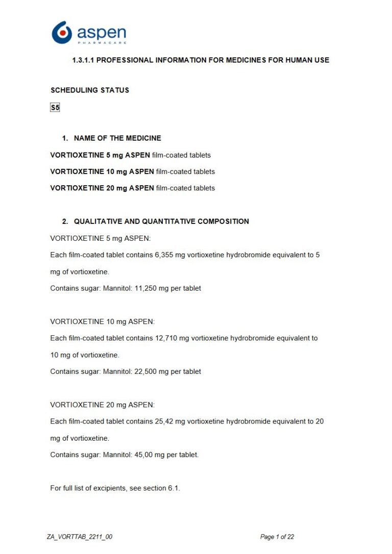 Aspen Vortioxetine Tablets package insert preview