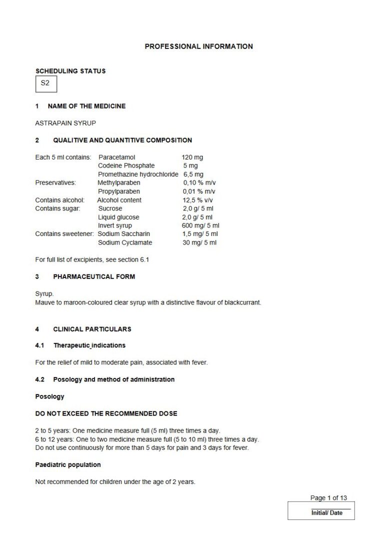 Astrapain Syrup package insert preview
