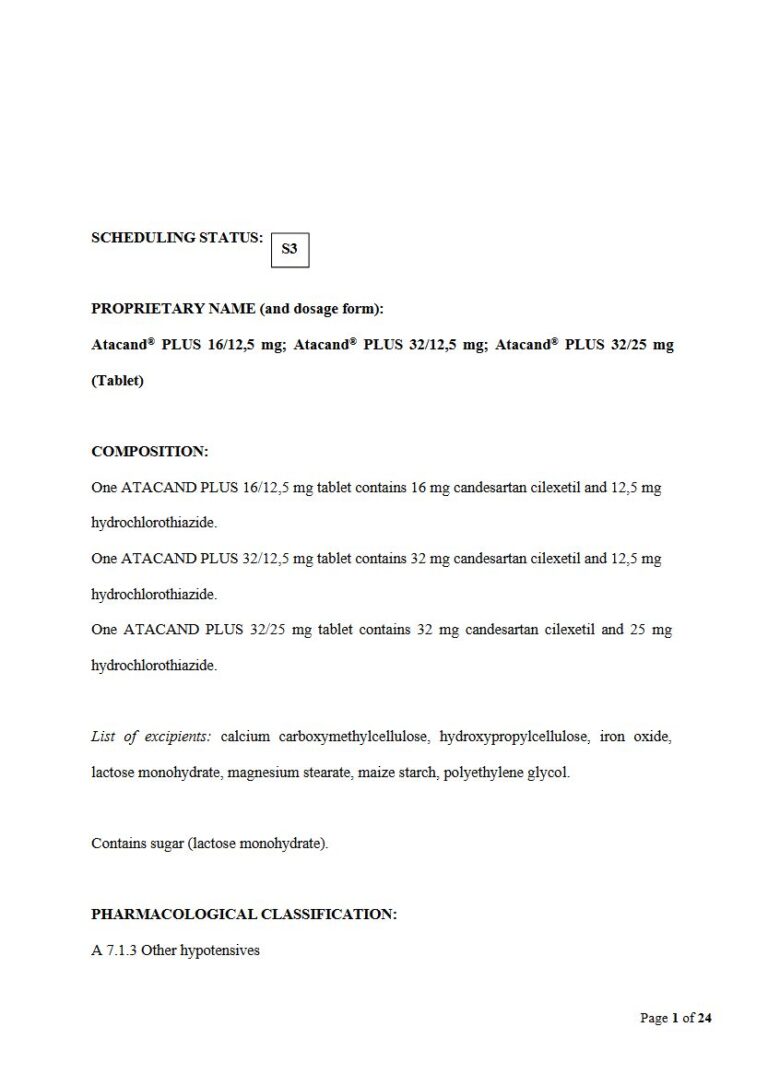 Atacand Plus Tablet package insert preview