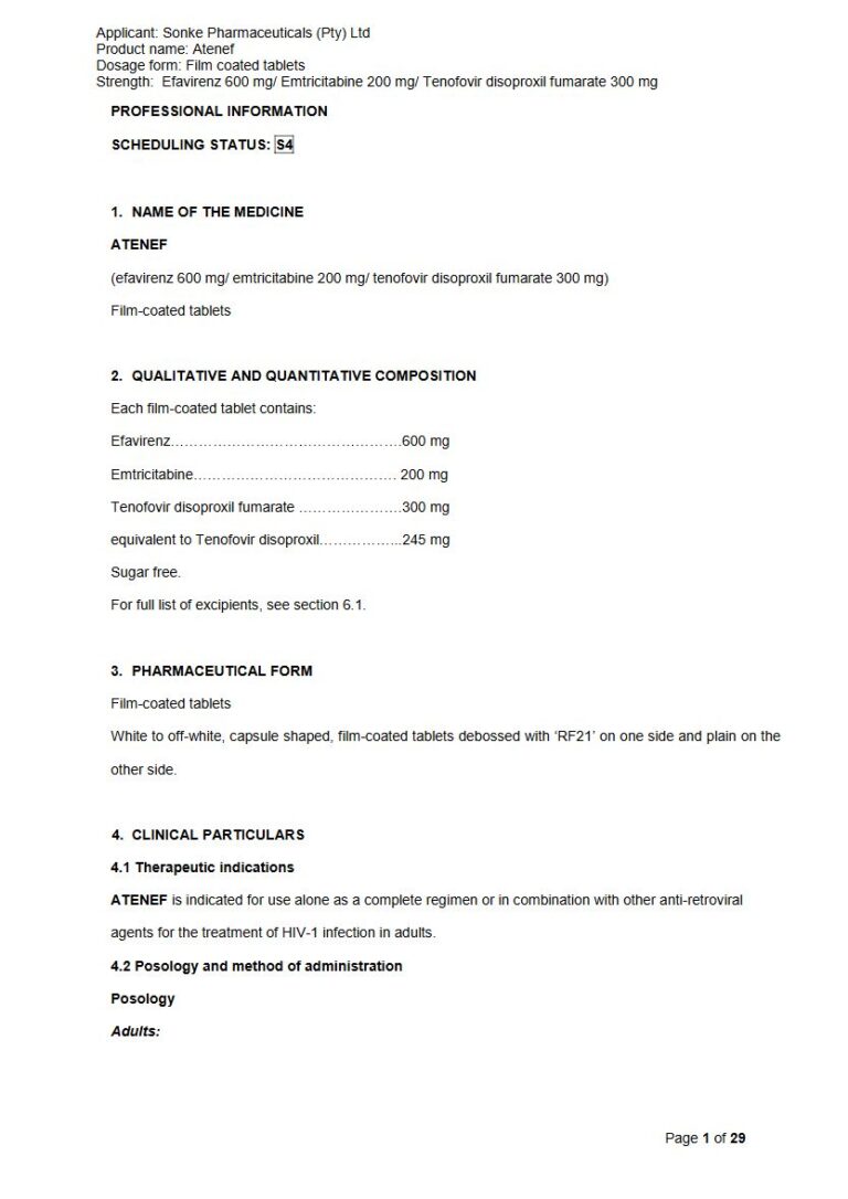 Atenef Tablets package insert preview