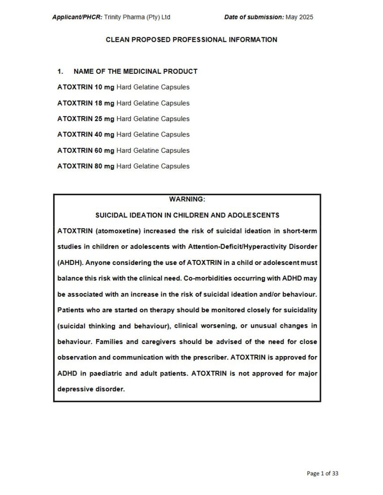 Atoxtrin Capsules package insert preview