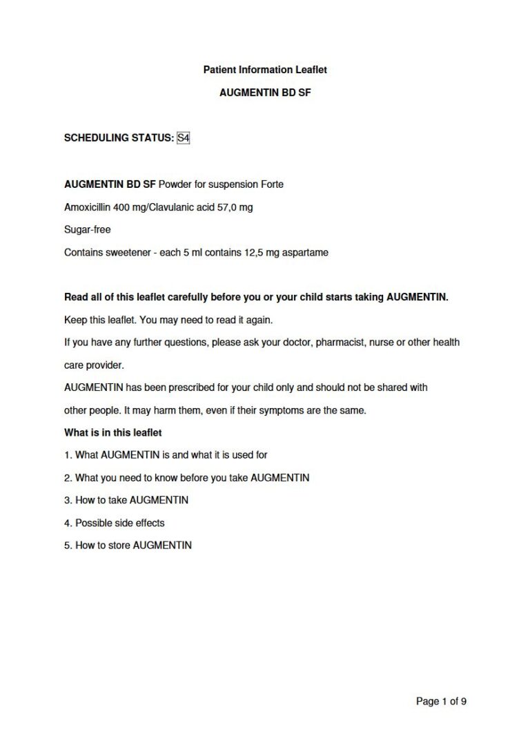 Augmentin BD Tablets package insert preview