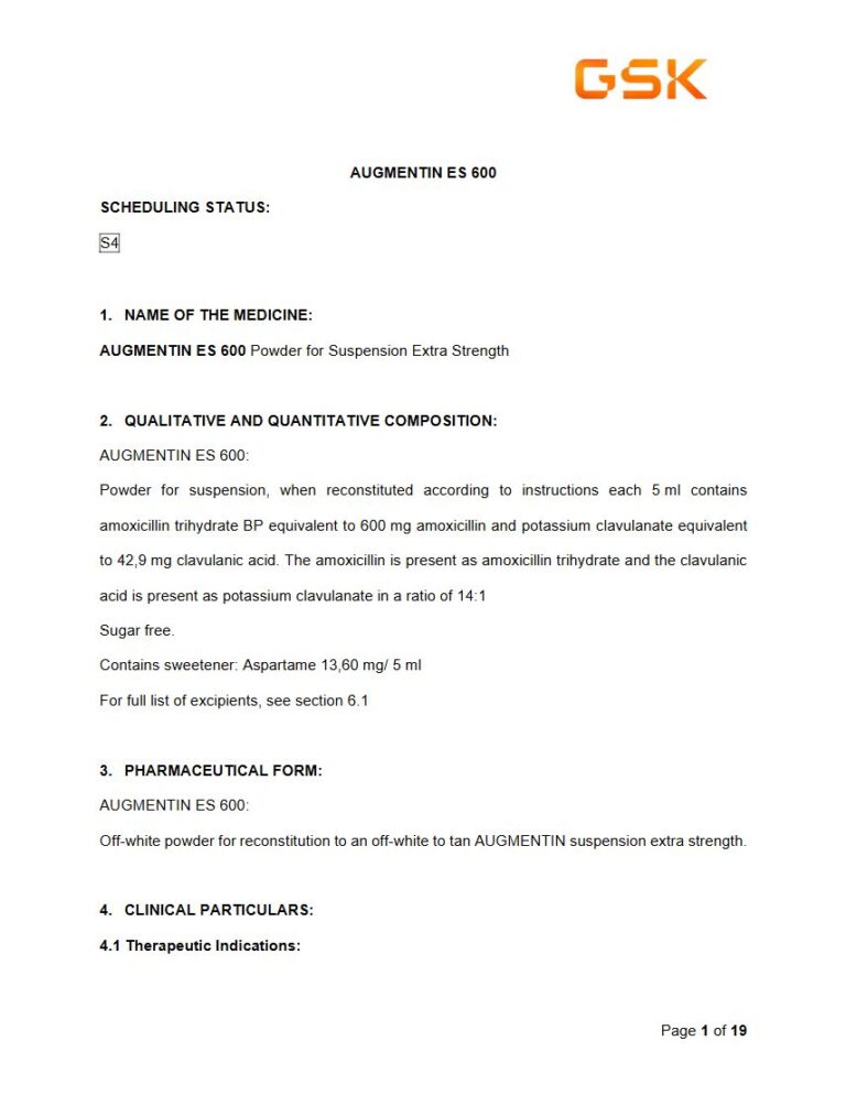 Augmentin ES Suspension package insert preview
