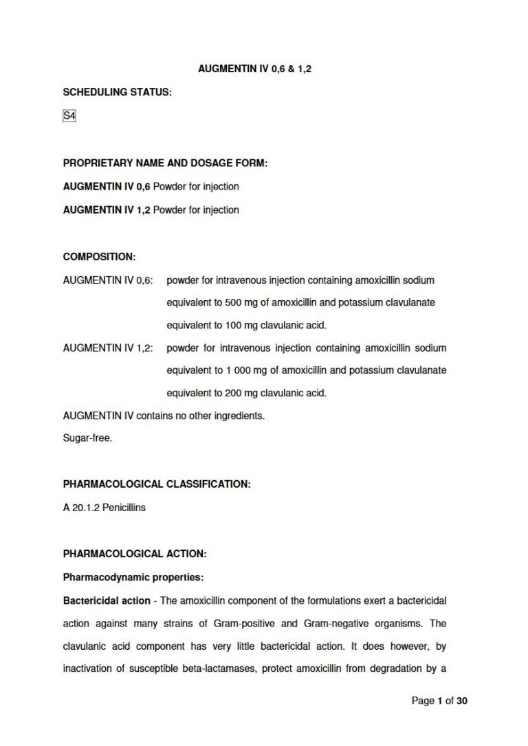 Augmentin Injection package insert preview
