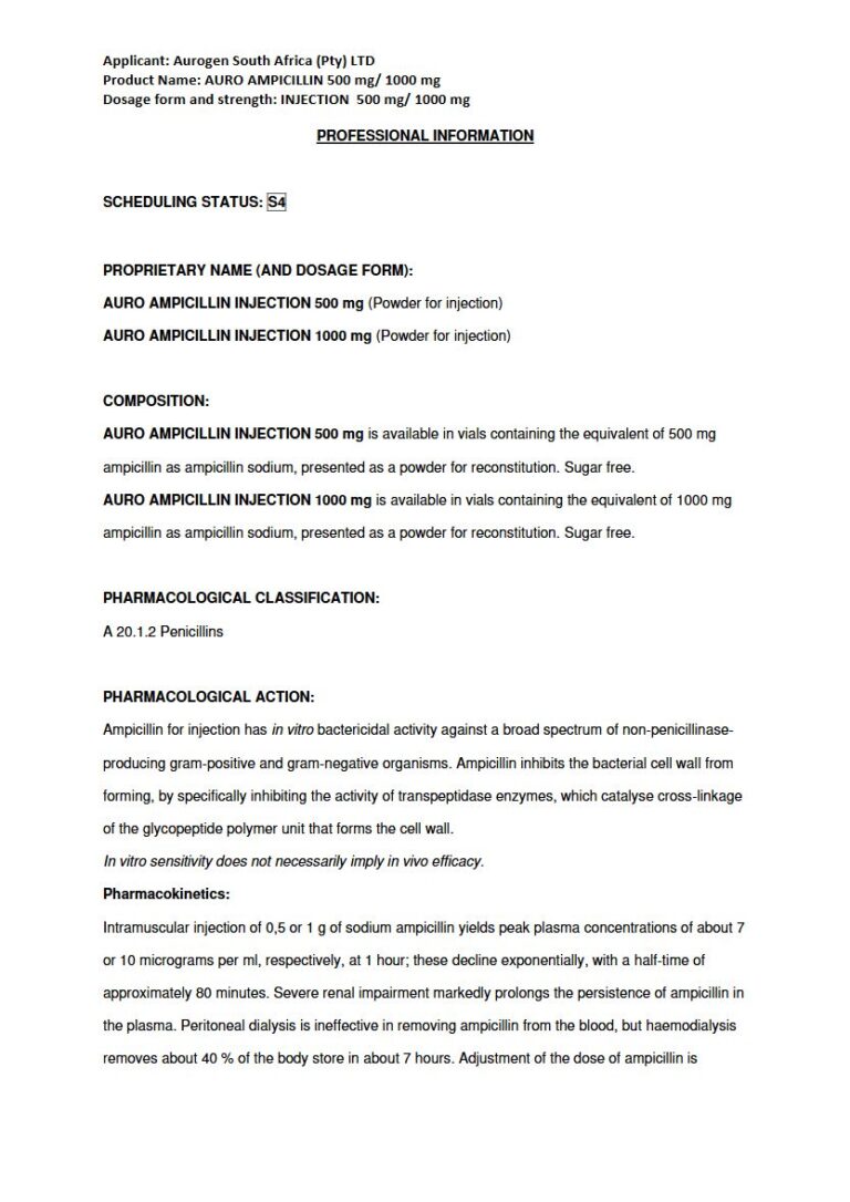 Auro Ampicillin Injection package insert preview