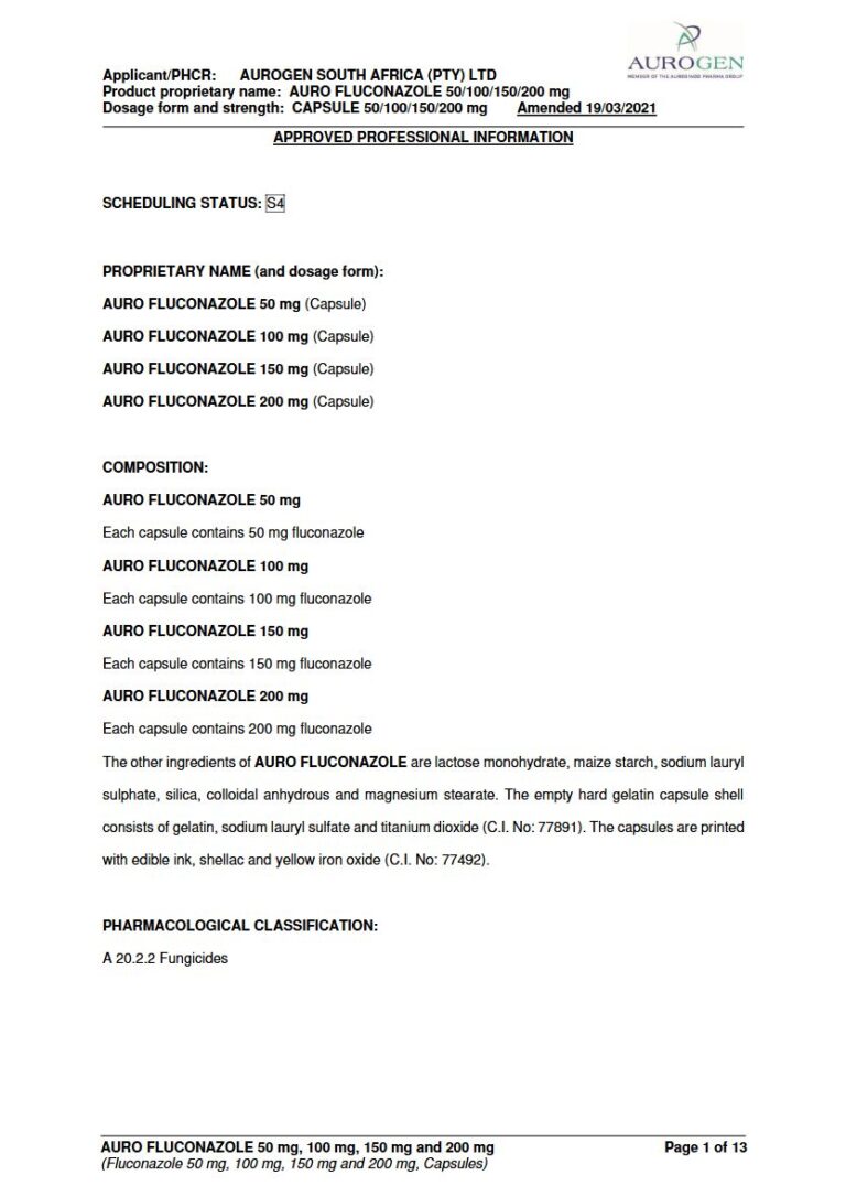 Auro Fluconazole Capsules package insert preview