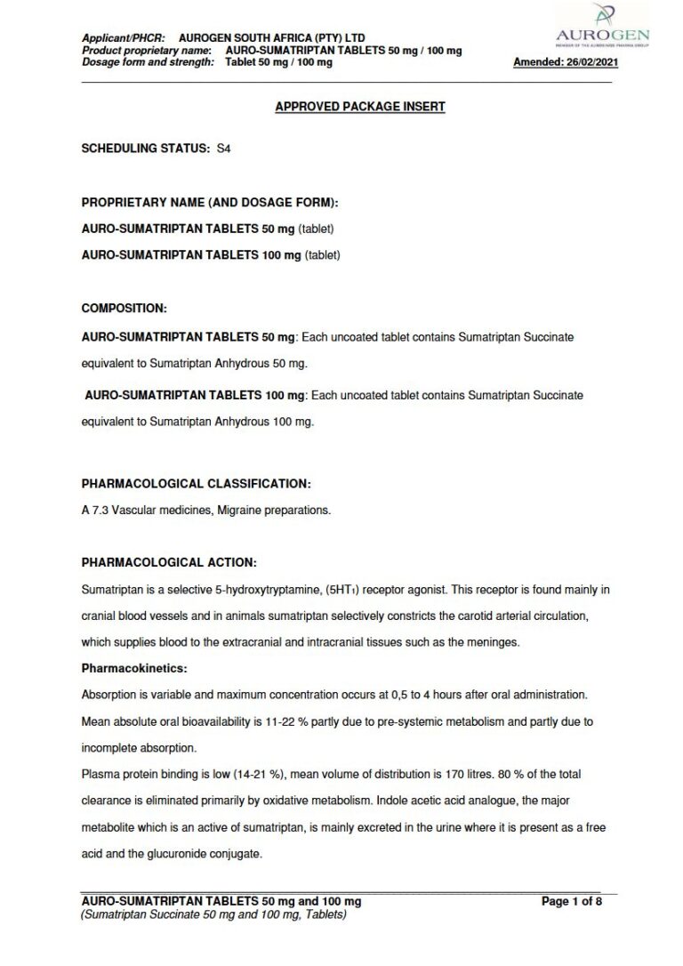 Auro-Sumatriptan Tablets package insert preview