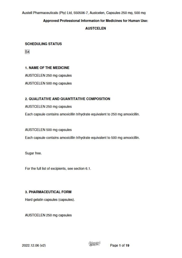 Austcelen Capsules package insert preview