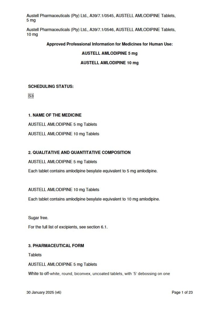 Austell Amlodipine Tablets package insert preview