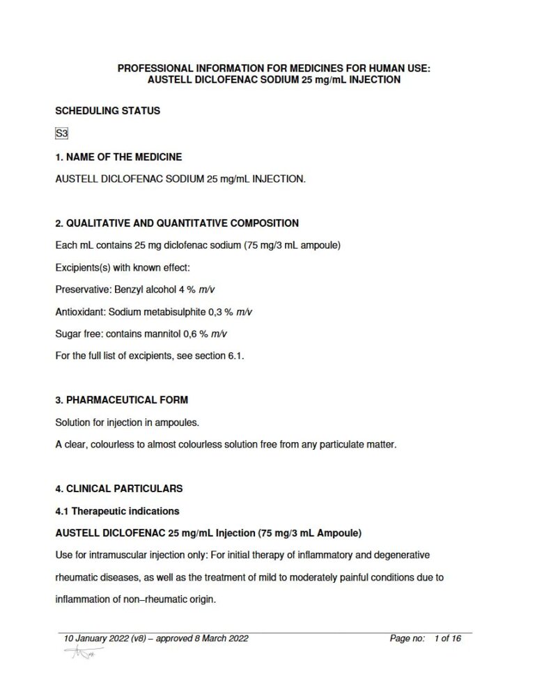 Austell Diclofenac Sodium Injection package insert preview