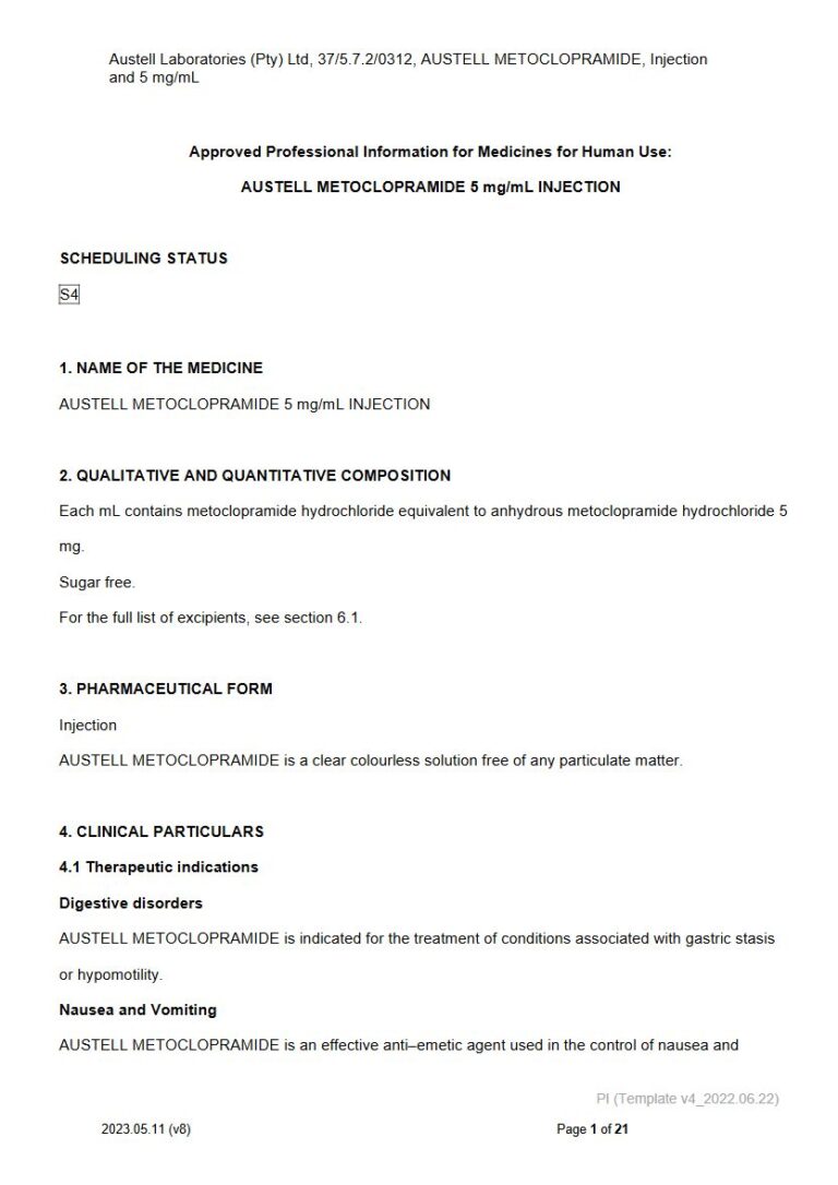 Austell Metoclopramide Injection package insert preview
