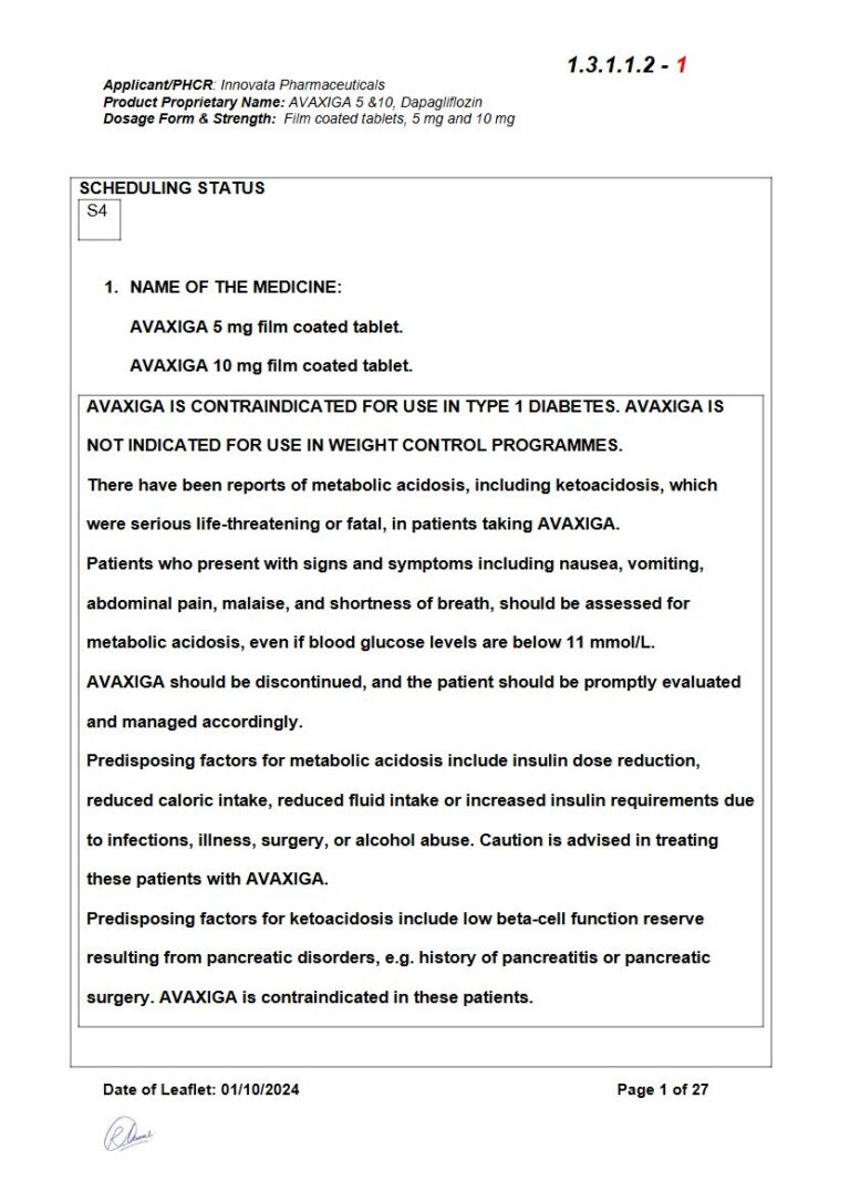 Avaxiga 5 mg and 10 mg Tablets package insert preview