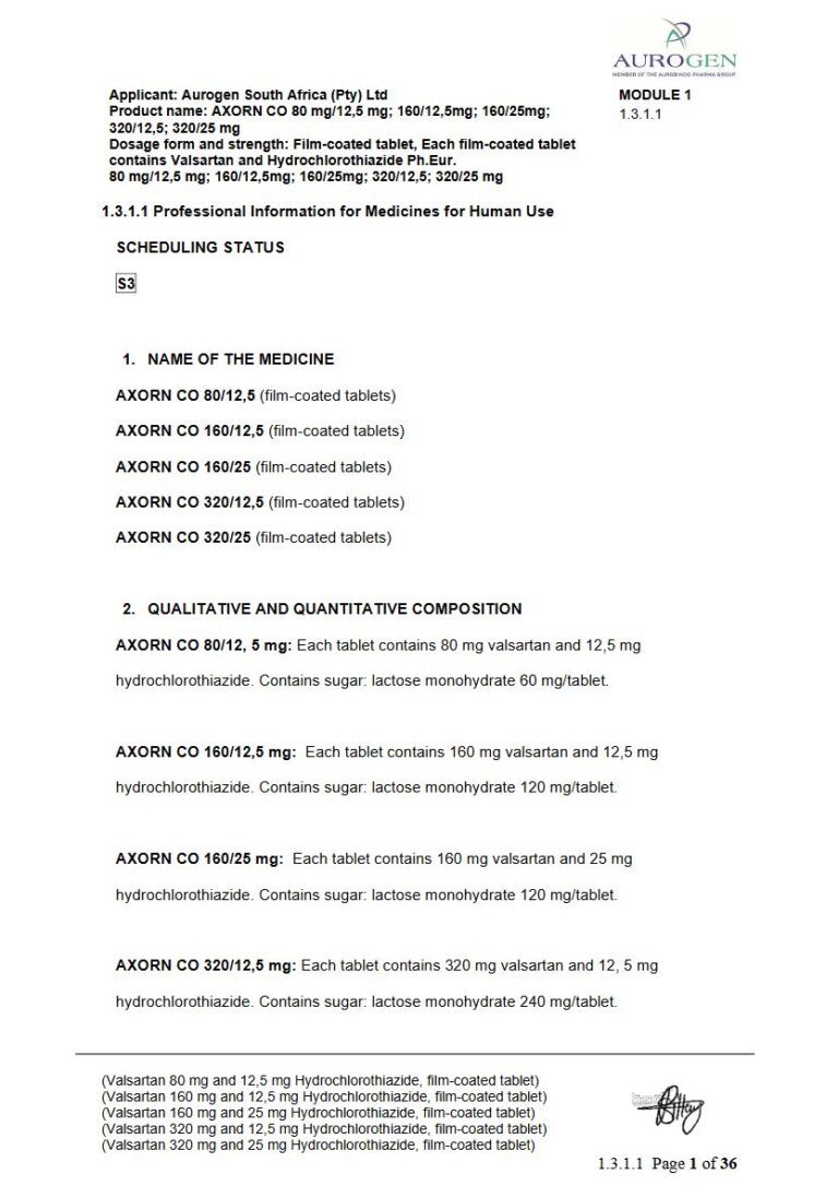 Axorn Co Tablets package insert preview