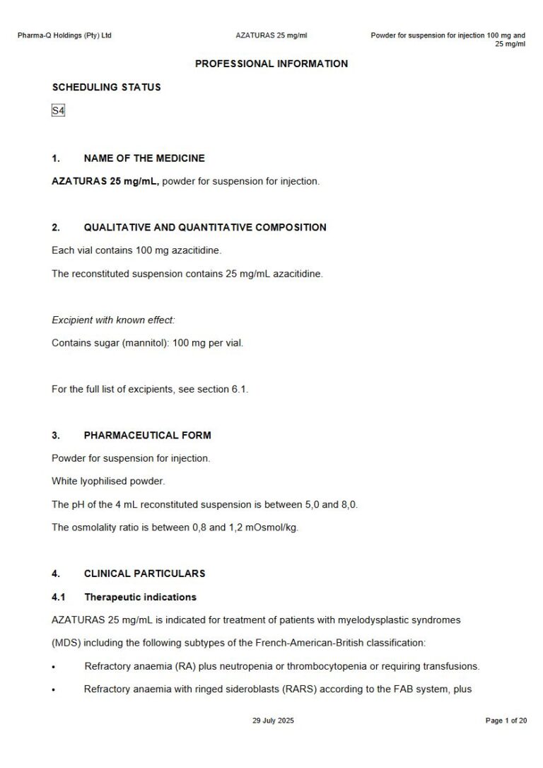 Azaturas 25 mg/mL Injection package insert preview