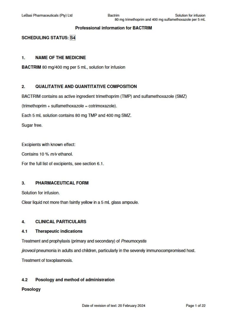 Bactrim 80 mg/400mg Solution package insert preview