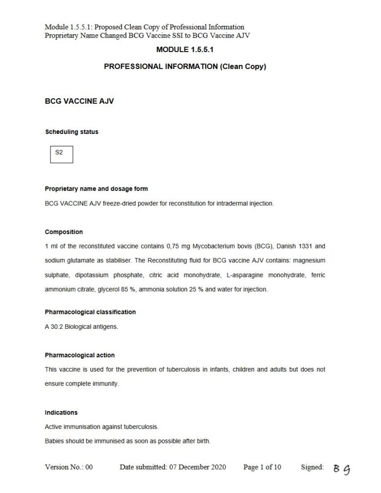Bcg Vaccine AJV Injection package insert preview