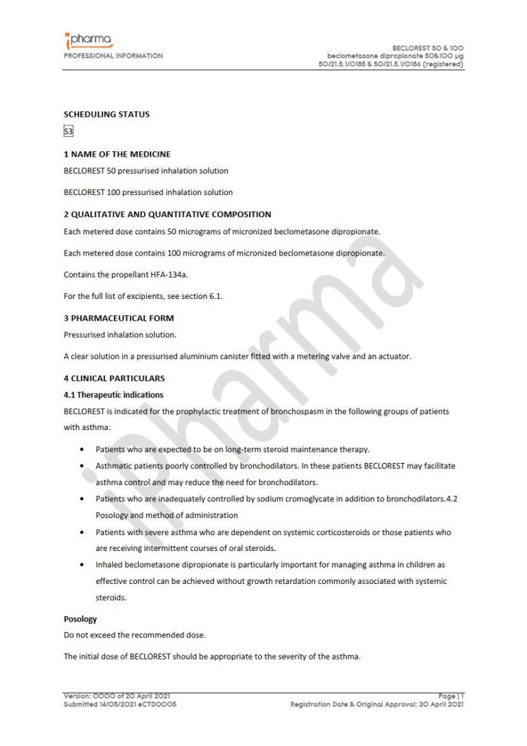 Beclorest Inhalation solution package insert preview