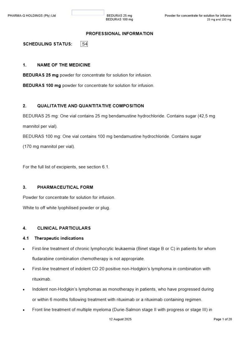 Beduras S Injetion package insert preview