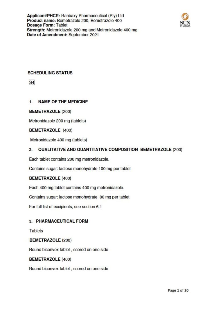 Bemetrazole Tablets package insert preview