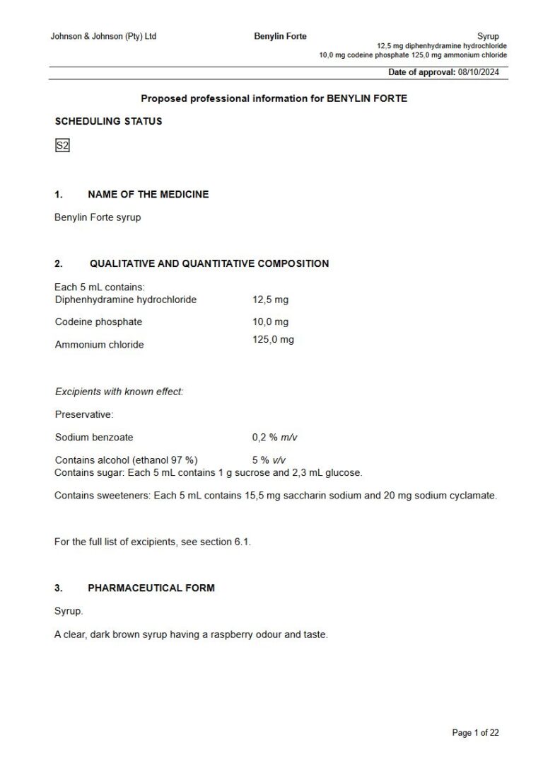 Benylin Forte Syrup package insert preview