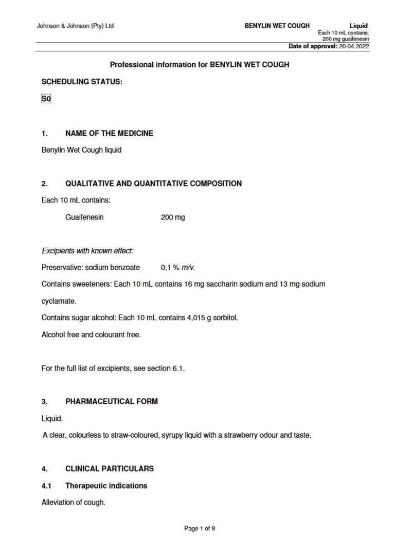 Benylin Wet Cough Liquid package insert preview