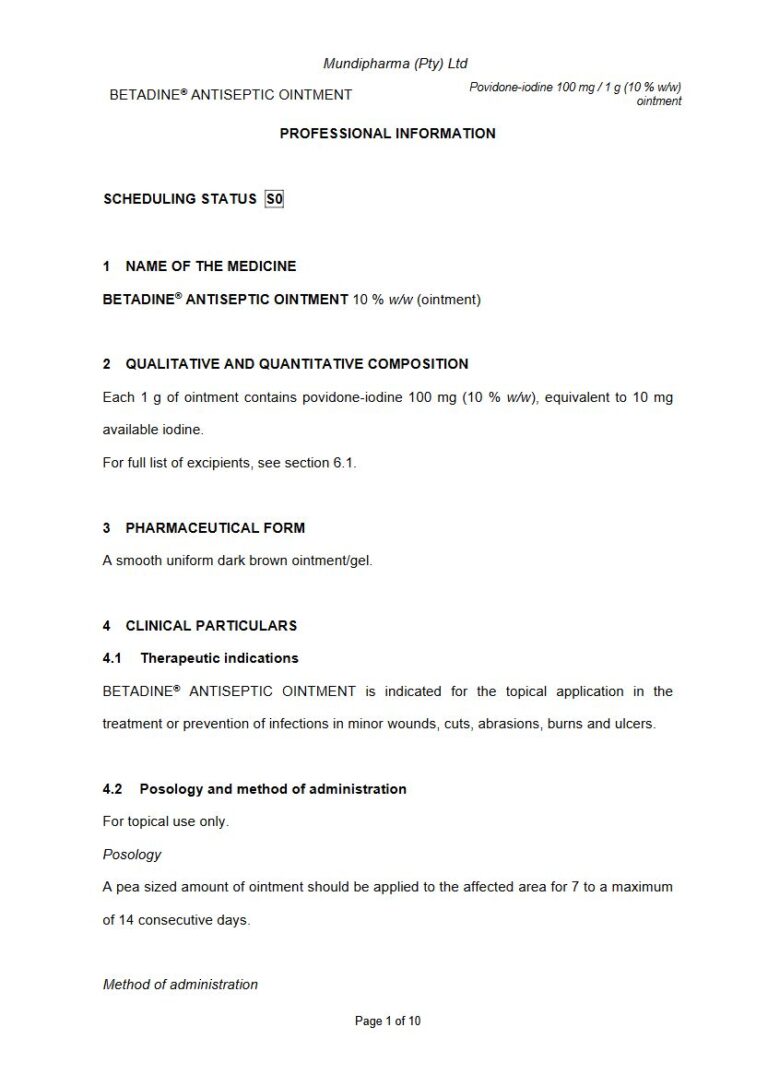 Betadine Antiseptic Ointment package insert preview