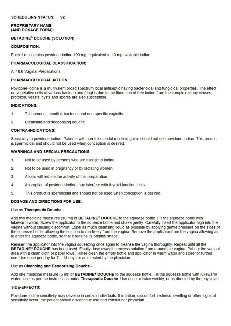 Betadine Douche package insert preview