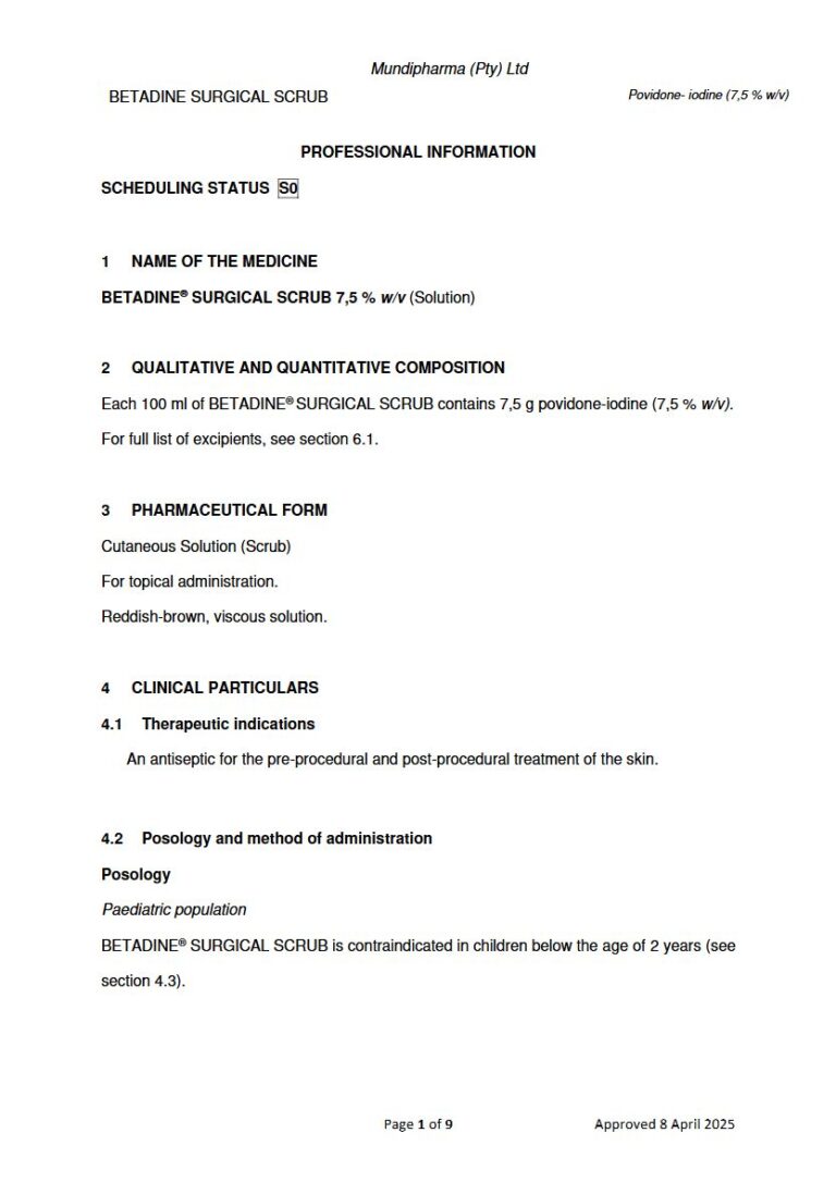 Betadine Surgical Scrub package insert preview