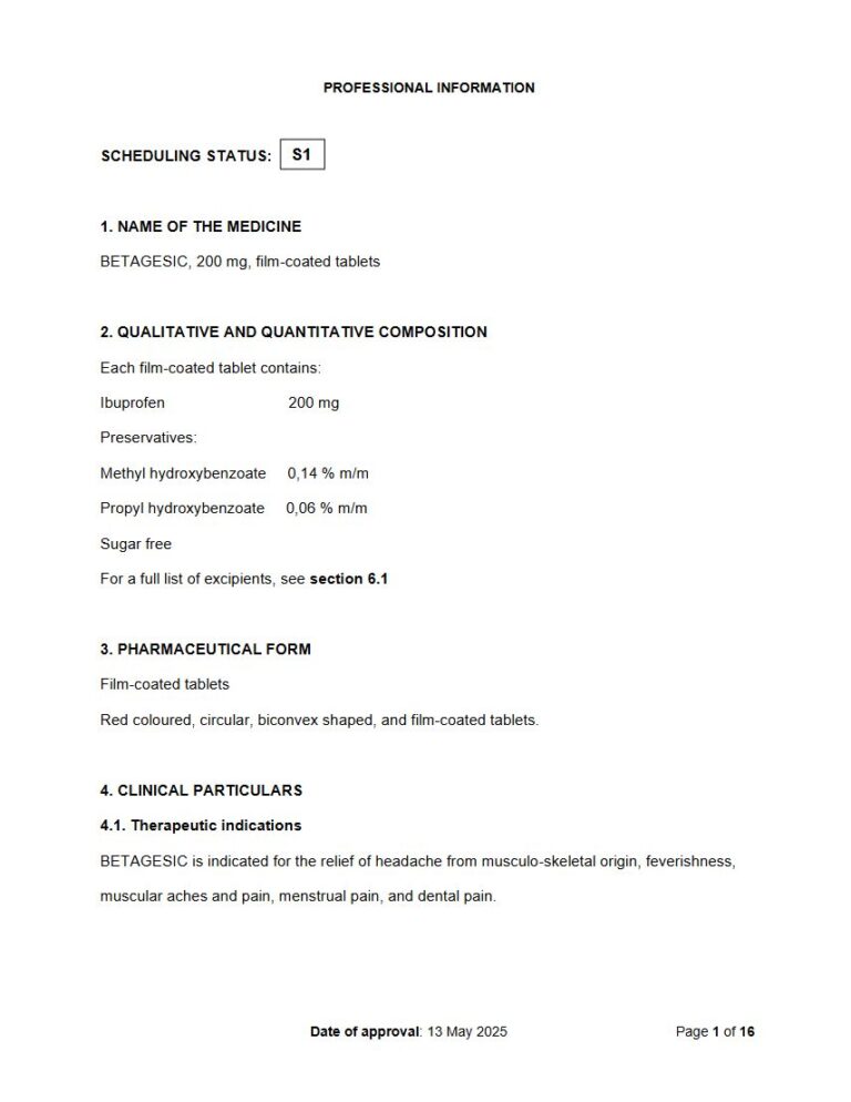 Betagesic 200 mg Tablets package insert preview