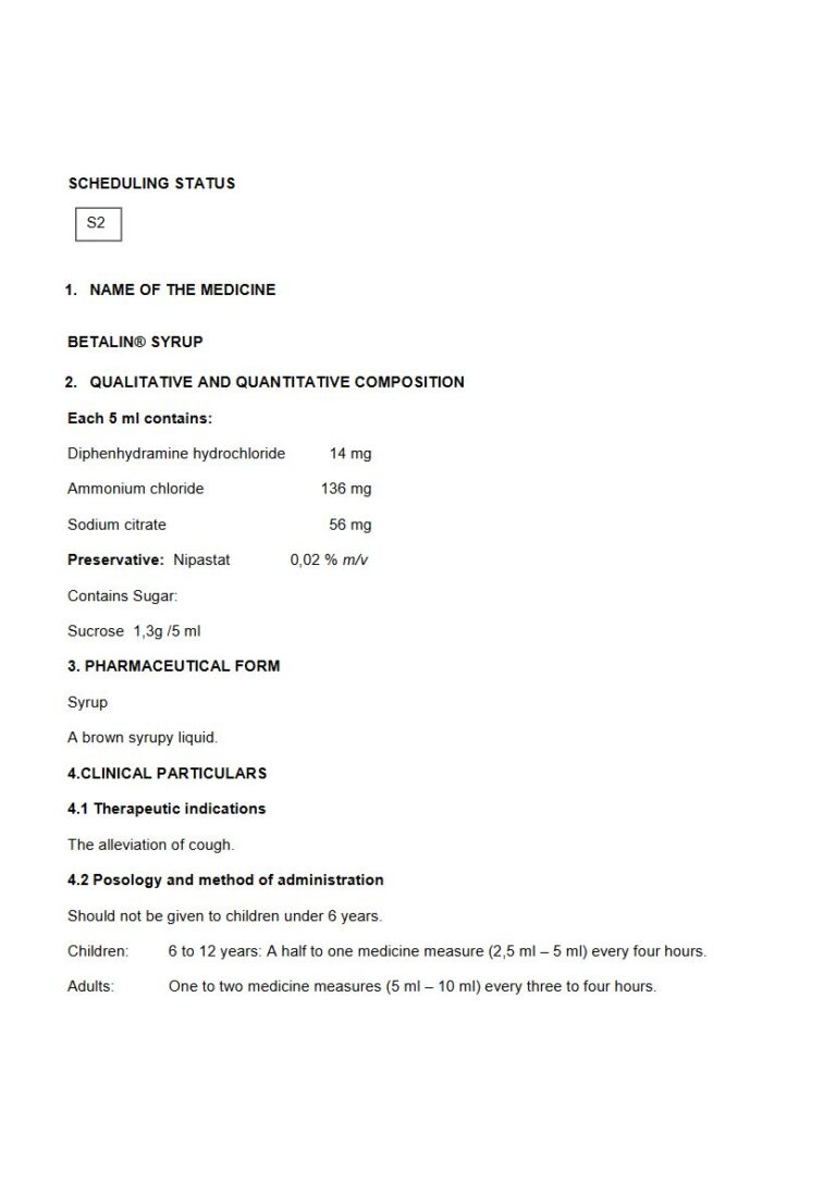 Betalin Syrup 5 ml Syrup package insert preview