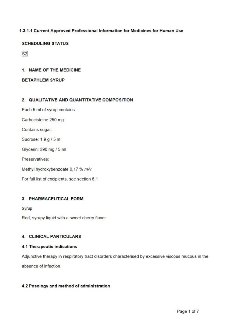 Betaphlem Syrup package insert preview
