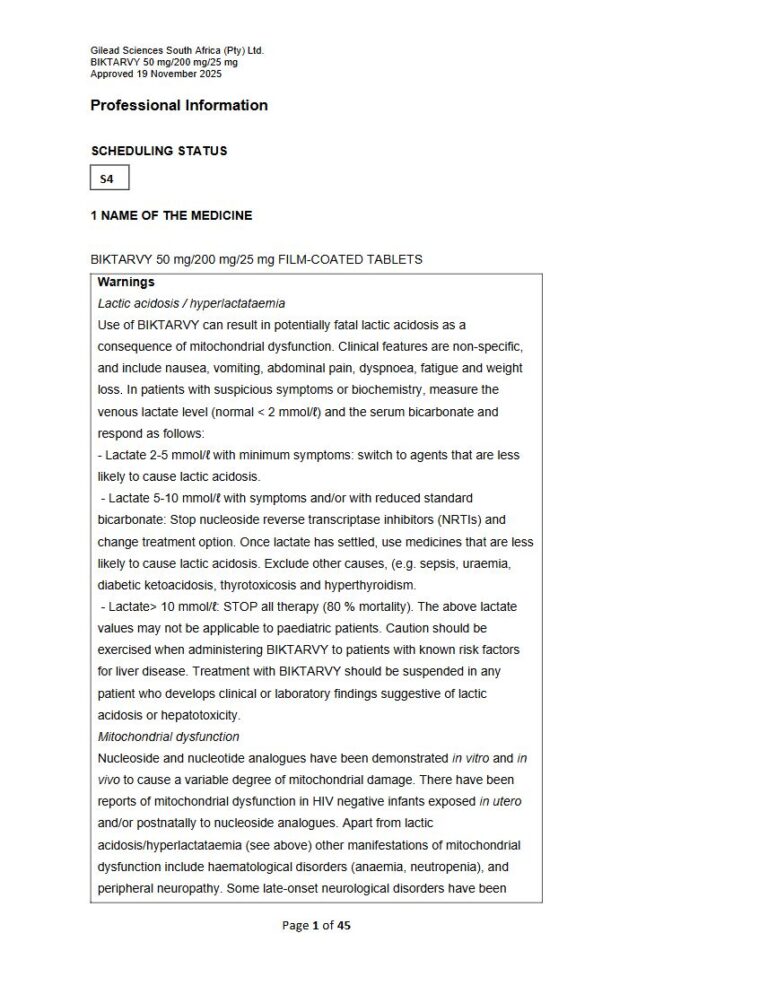 Biktarvy Tablets package insert preview