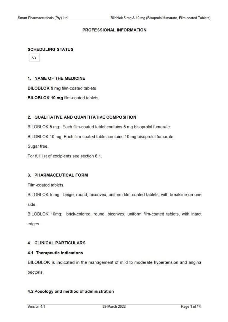 Biloblok Tablets package insert preview