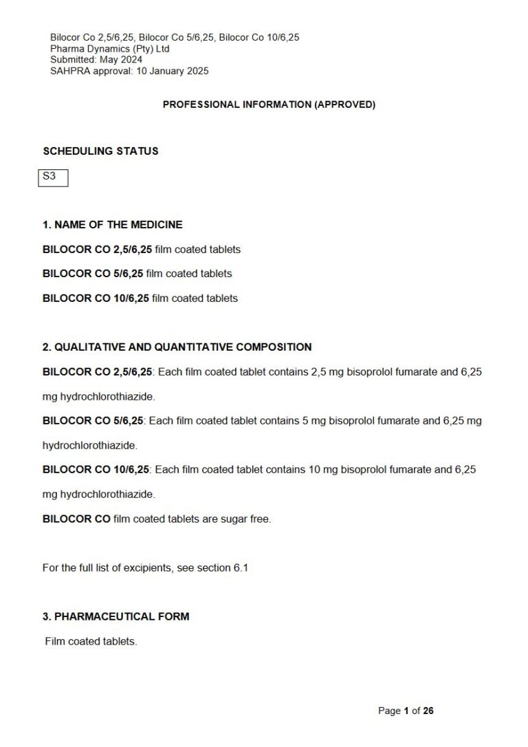 Bilocor Co Tablets package insert preview
