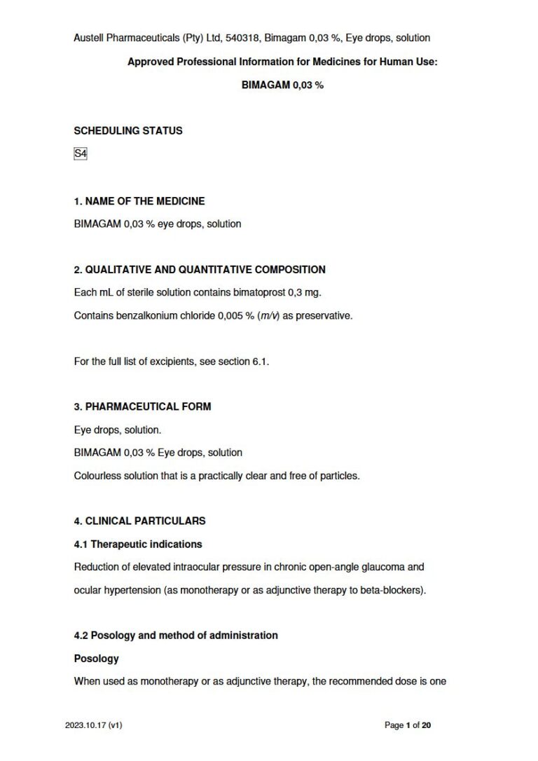 Bimagam 0.03 % Eye drops package insert preview
