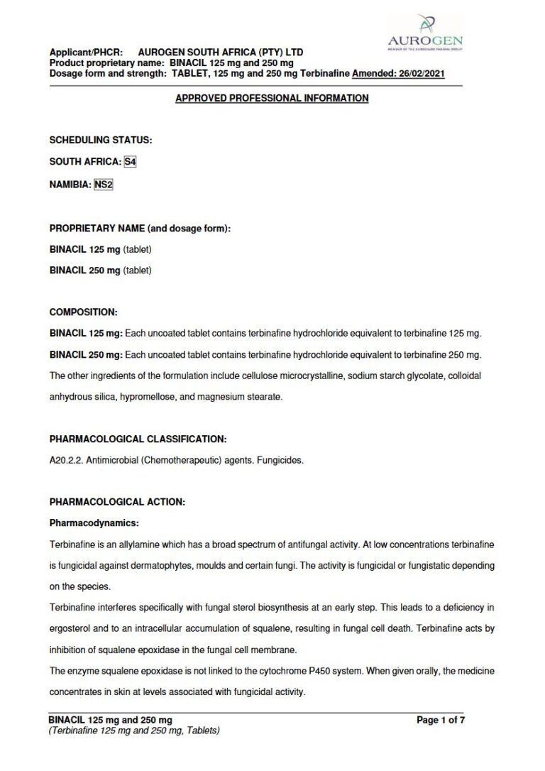 Binacil Tablets package insert preview