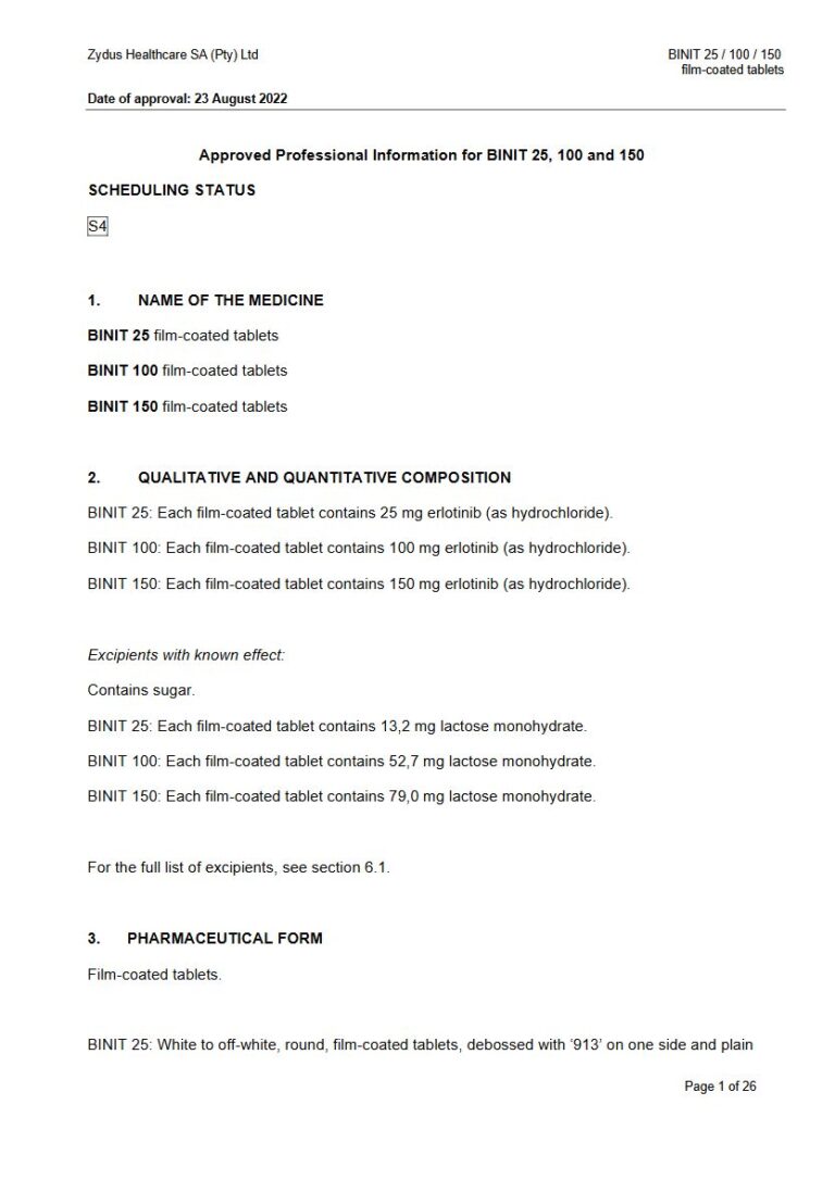 Binit Tablets package insert preview