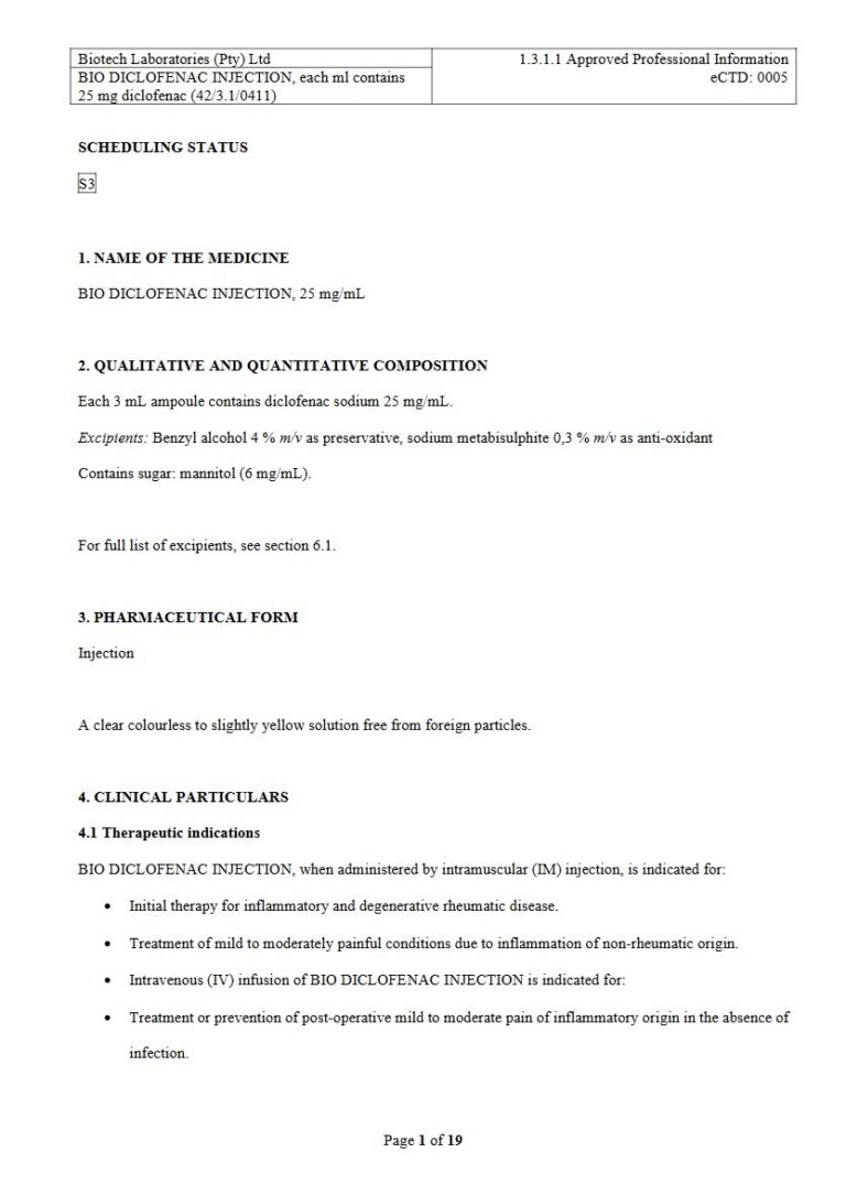 Bio Diclofenac Injection package insert preview