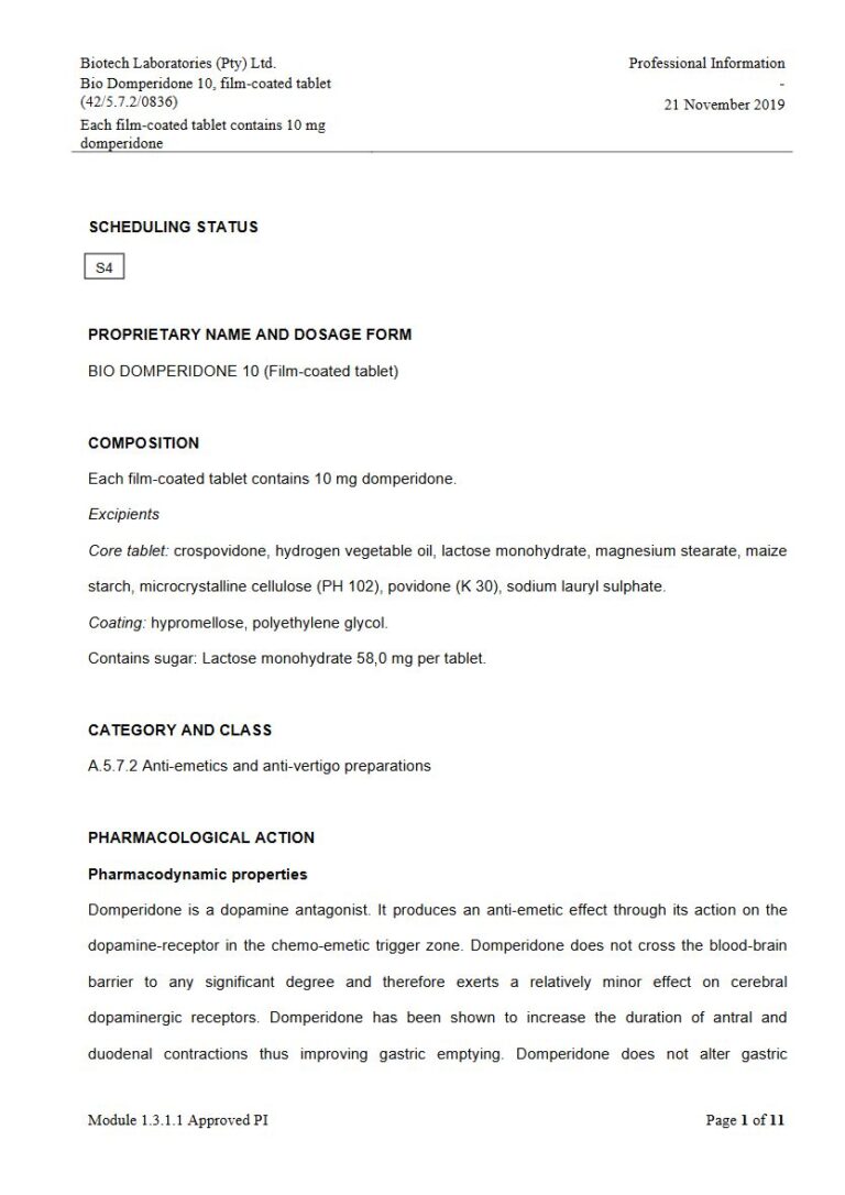 Bio Domperidone Tablets package insert preview
