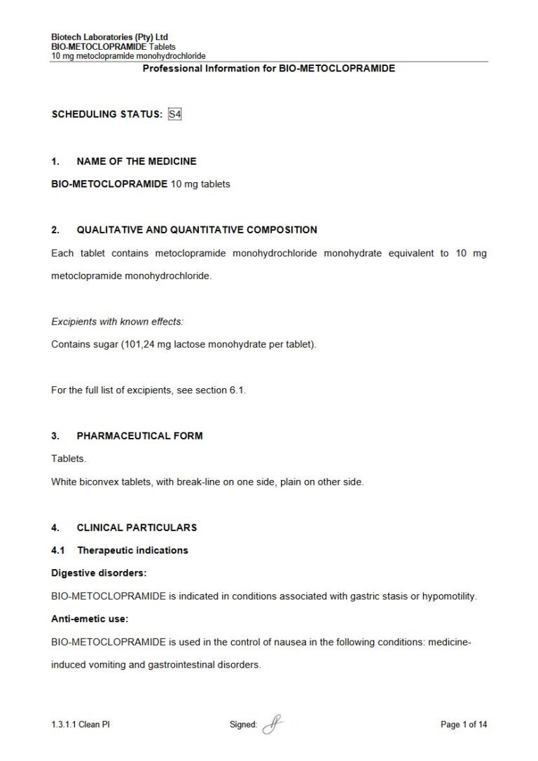Bio-Metoclopramide 10 mg Tablets package insert preview
